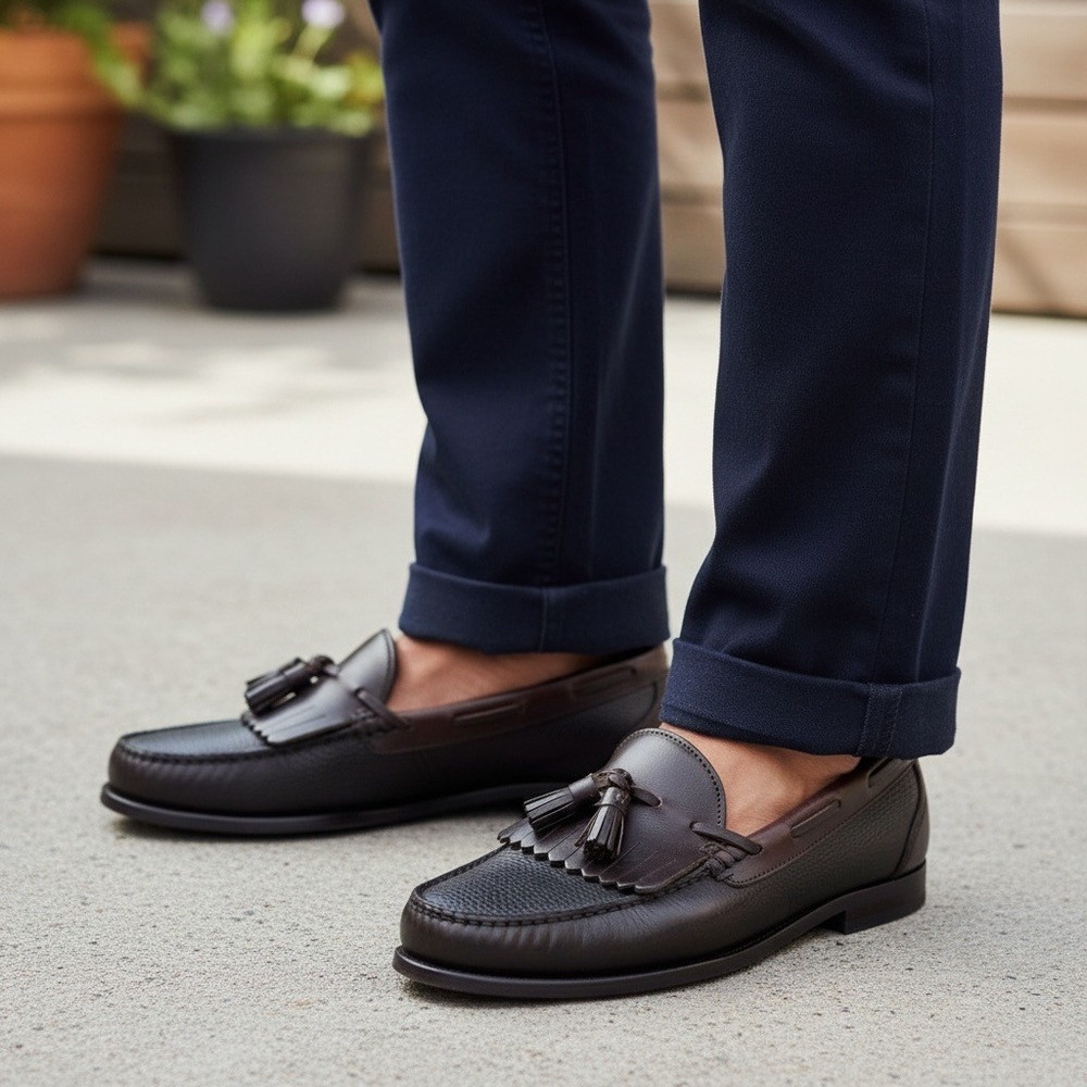 Allen Edmonds Nashua Tassel Loafers Men's Brown Leather Driving Shoes Size 9.5B